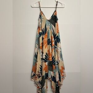 Japna Pleated Maxi Sundress Blue Orange Resort